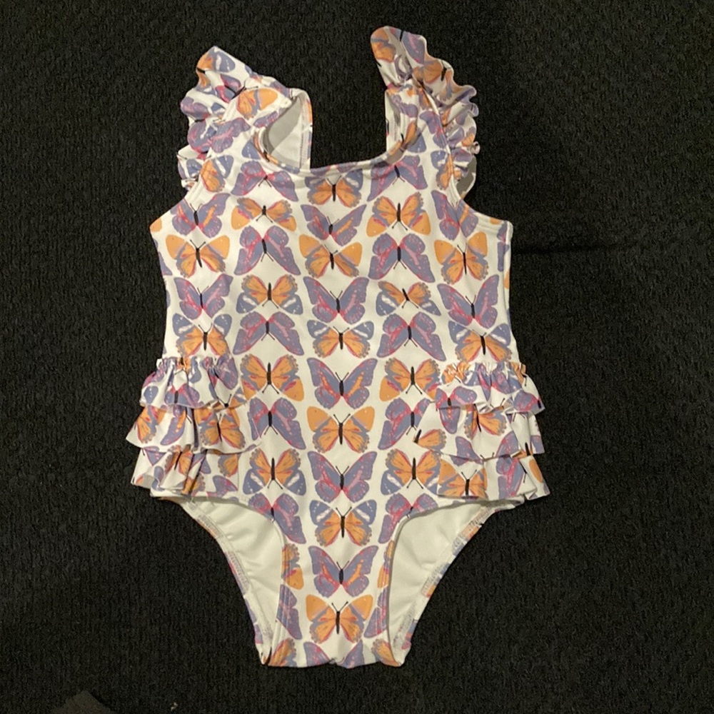Tucker + Tate White One-Piece Swimsuit with Butterfly Print - 9 M